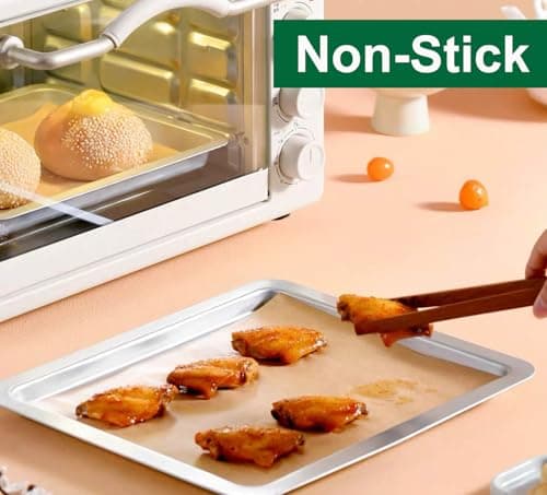 Yarmchahk 200pcs Unbleached Parchment Paper Sheets, 9x13In Precut Cooking Paper Liners for Baking Sheets, Air Fryer, Microwave, Grilling, Oven, Non-Stick,Non-Toxic, Oil Proof, Food Grade - Thumbnail 4