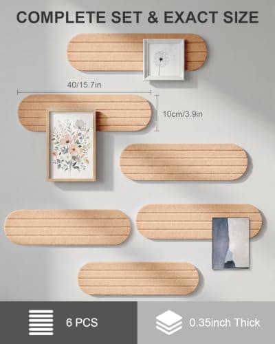 6 Pcs 15.7x3.9 Felt Board, Self-Adhesive and Removable Nano Tap Wall Decor, 0.35" Thick Freely Combinable Felt Bulletin Board for Bedroom Living Room Office Classroom Flower Shop (Dark Camel) - Thumbnail 5