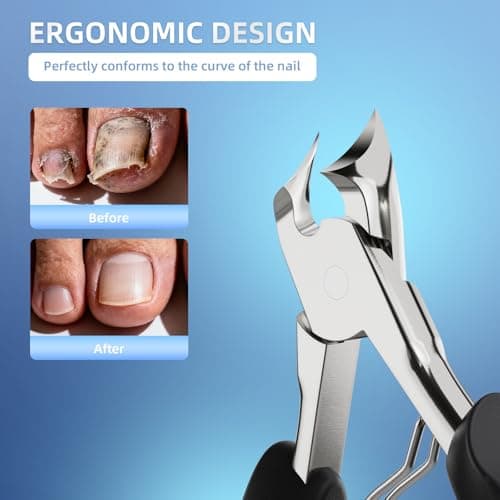 Nail Clippers for Thick & Ingrown Toenails - Sharp Curved Blade & Non-Slip Handle -Toenail Clippers for Men, Women, and Seniors - Professional Heavy-Duty Pedicure Tool Gift - Thumbnail 4