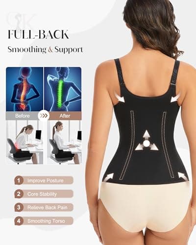 GYDEK Waist Trainer Vest for Women, Neoprene Tummy Control Shapewear with Adjustable Straps, Sauna Zipper Corset Body Shaper for Workout, Waist Slimmer & Back Support Shapewear Black - Thumbnail 2