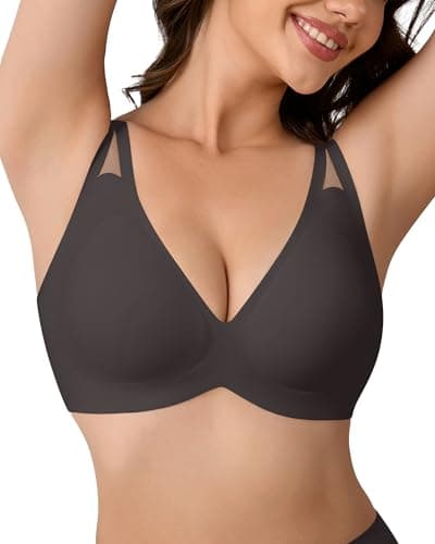 DEANGELMON Wireless Bras for Women Supportive Mesh Straps Bra Seamless Full Coverage No Underwire Comfort Everyday Bras(Black,XXL)