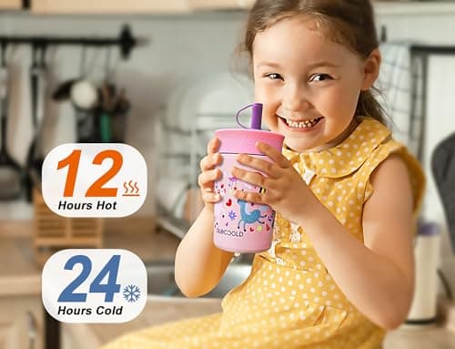 DLOCCOLD 12 oz Insulated Stainless Steel Straw Tumbler, Reusable Sippy Cup With Leak-Proof Spill Resistant Flexible Straw Lid, Cups, Easy to Clean, Water Bottle, Great for Travel, Home - Thumbnail 5