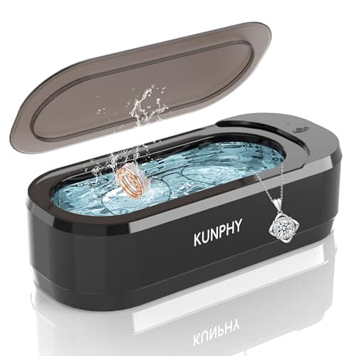 KUNPHY Ultrasonic Jewelry Cleaner, Jewelry Cleaner Machine 12oz 46KHz, Professional Sonic Cleaner with One-Touch Operation, Sonic Cleaner for Rings, Glasses, Jewelry, Dentures (Black) - Image 1