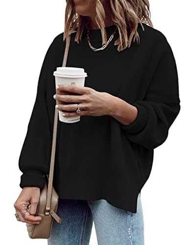 Imily Bela Womens Fall Sweaters Trendy Chunky Long Sleeve Oversized Tunic Sweater Pullover Sweater Z-Black - Image 1