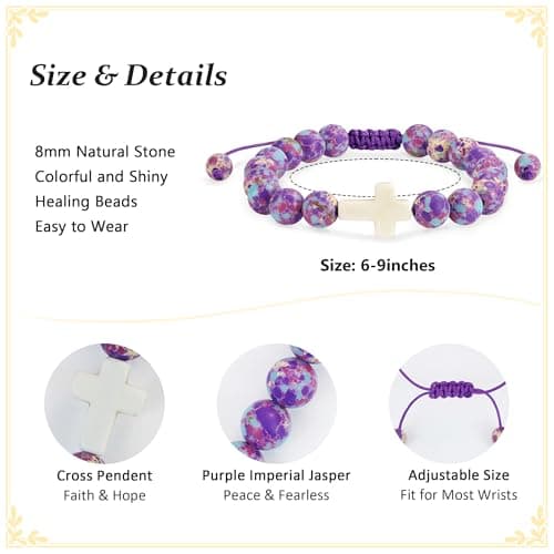 BAYLAY Gifts for Teen Girls, Beaded Cross Bracelets for Women Teen Girl Gifts Trendy Stuff Easter Christian Religious Baptism First Communion Birthday Gift Easter Essentials Basket Stuffers Filles - Thumbnail 5