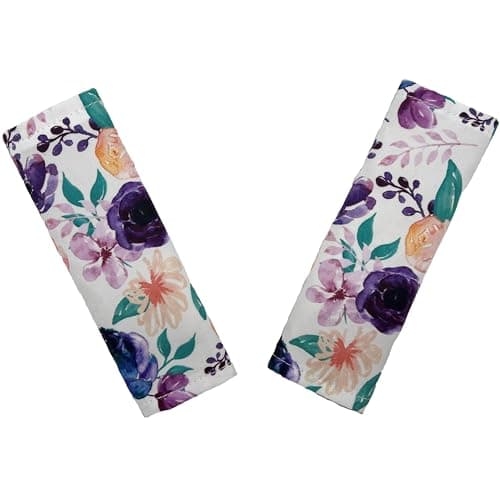 Baby Car Seat Neck Cover, Car Seat Strap Cover, Seat Belt Cushions Pads, Shoulder Strap Protectors, Reversible Pram Harness Covers in Minky Floral, Baby Neck Pad Protector