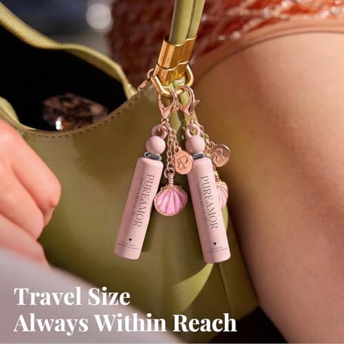 PUREAMOR Pheromone Perfume for Women, Saffron Rouge 2-Pack Keychain Perfume – Warm Spicy Scent with Saffron, Amberwood & Cedarwood, Long Lasting Eau de Parfum, 0.07 oz / 2 ml Each - Thumbnail 2