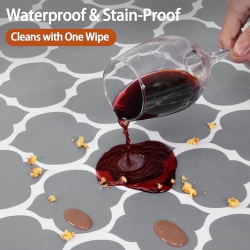 opstellen Fitted Round Tablecloth Non Slip Table Cloth Vinyl Inside Outside Circle Cover for 36-44" Tables Dining Kitchen Family Festival Kit Gifts Summer Fall Patio Picnic Glamping Vacation Equipment - Thumbnail 4