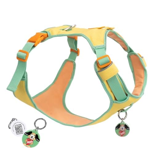 No Pull Dog Harness for Medium & Large Dogs, Lightweight Escape Proof Adjustable Dog Harness with Pocket, Front & Back Clip, Reflective Soft Vest with ID Tag, for Running Walking, Yellow - Image 1