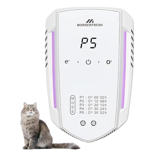 Morrerfresh Cat Litter Deodorizer & Pet Odor Eliminator for Home, Ozone Air Purifier Plug in for Strong Dog Poof, Litter Box Deodorizer with 5 Mode for Smoke, Wardrobe, Garage, Car - Image 1