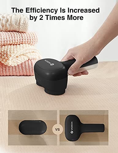 VASSON Fabric Shaver, Electric Lint Remover, Rechargeable Lint Shaver, Sweater Shavers to Remove Pilling, Large Fuzz Remover for Clothes Couch Furniture (Black) - Thumbnail 2