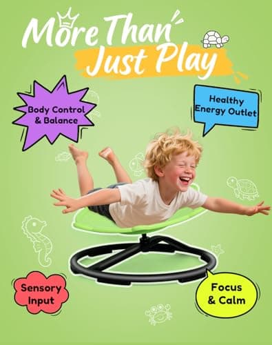 Turtle Spinning Chair for Autistic Kids – Sensory Spinning Toy, Spin Chair for Kids Autism, Sensory Swivel Seat for Balance, Coordination, Focus & ADHD Support, Autism Sensory Products (Green) - Thumbnail 4