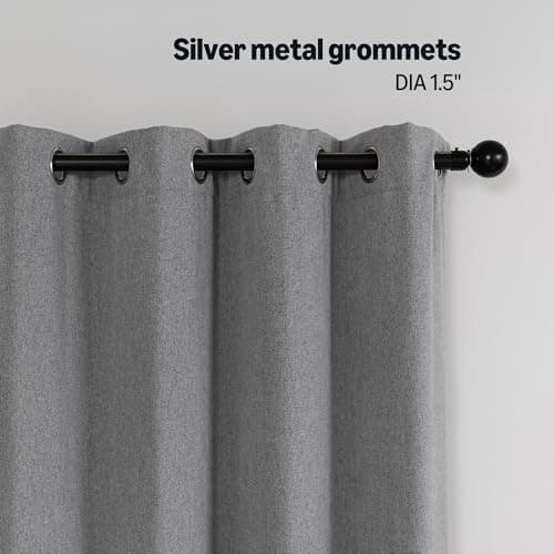 Amazon Basics Chenille Room Darkening Curtains, Light Filtering Window Drapes for Bedroom and Living Room, 2-Panel Set with Grommets, 42" W × 63" L, Grey Solid - Thumbnail 4