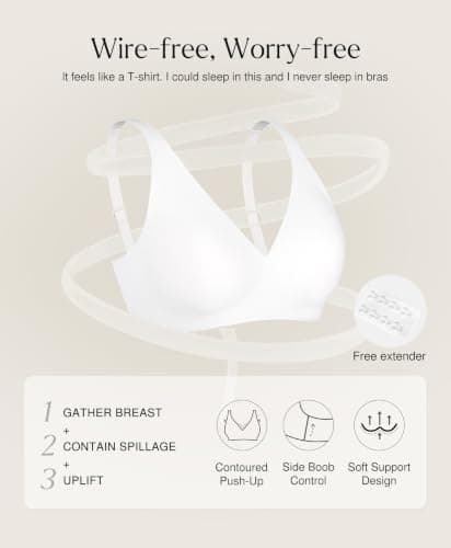 Popilush Wireless Bras for Women No Underwire Seamless Bra White Medium - Thumbnail 4