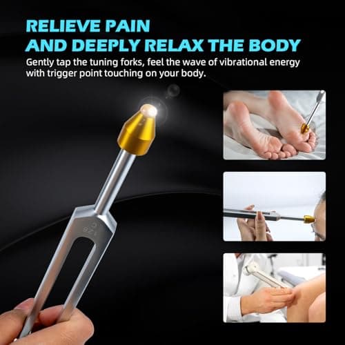 Hugbow Tuning Forks for Healing, Aluminum Alloy Tuning Fork 128Hz, 136.1Hz, 256Hz, 384Hz, Hockey Puck Activator & feet, Weighted & Unweighted Tuning Fork Set with Vegan Leather Pouch - Thumbnail 5