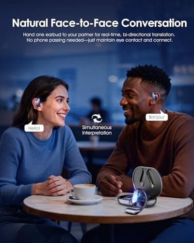 JIJ AI Translation Earbuds: 170 Languages & 0.45s Instant Real-Time Translator, Smart AI Headphones with Meeting Notes & Transcription, Bluetooth 6.0 & ENC, Audífonos Traductores - Thumbnail 2