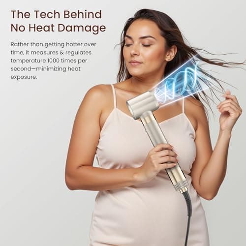 MESCOMB Upgraded 5 in 1 Hot Air Styler – 110,000 RPM Hair Dryer Brush with Automatic Curling Barrel, Volumizer for Curl, Smooth & Blowout, Anti-Frizz & No Heat Damage (Champagne) - Thumbnail 3