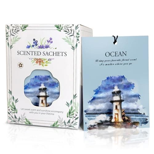 HOMELLAX Ocean Scented Sachet Bags - 12 Pack Drawer & Closet Freshener, Long Lasting Odor Eliminator for Wardrobes, Cars & Storage, Home Fragrance Air Freshener Sachets - Image 1
