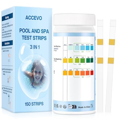 Accevo Hot Tub Test Strips，3-in-1 Pool Water Testing Kit for Chlorine/Bromine, pH, Total Alkalinity - Easy and Accurate Test Strips for Swimming Pools & Spas - 150 Strips - Image 1