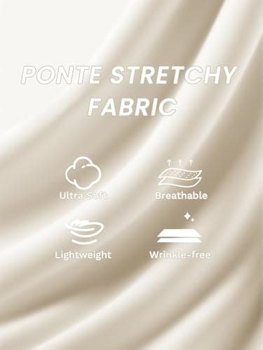 Amzdora Womens Dress Wide Leg Pants Pull On Stretchy Work Pants High Waisted Business Causal Palazzos Trousers with Pockets White - Thumbnail 5