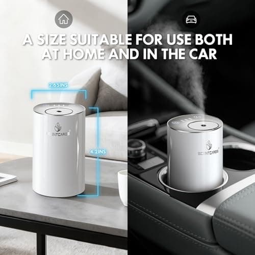 Waterless Diffuser for Essential Oil for Home and car, Sentiment Essential Oil Diffuser with Cold Air Technology, 2 Diffusion Modes, 4 Timer Settings (1/2/4/6H), Warm LED Light Rechargeable - Thumbnail 2