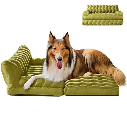 LLUAII Orthopedic Memory Foam Dog Sofa Bed, Foldable Pet Couch Bed, Cooling Fabri & Removeable Cover, Green,30"x40"x16" - Image 1