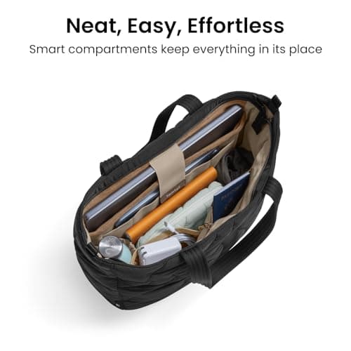 tomtoc 14-inch Puffy Laptop Tote Bag for Women 10L, Lightweight Puffer Work Tote with Padded Device Compartment for 13/14-inch MacBook Laptop, Organized Work Bag for Office, Business, Daily Essentials - Thumbnail 4