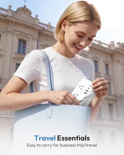 NTONPOWER 10 in 1 Travel Power Strip, 6 Outlets 4 USB Ports(2 USB C), 4ft Extension Cord Wrapped Around Small Power Strip, Compact for Travel, Hotel, Cruise Approved, White - Thumbnail 3