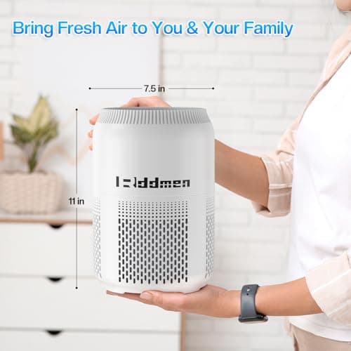 Rddmen 3-in-1 Air Purifier for Home - H13 HEPA Air Filter, Covers Up to 1095 sq ft for Bedrooms, Offices & Living Rooms (White) - Thumbnail 2