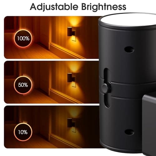 Briignite Night Lights Plug into Wall, Modern LED Night Light Plug in, Dusk to Dawn Sensor,Amber Night Light 0-100LM Adjustable Brightness, Dimmable NightLight for Hallway, Bedroom, Stairway, 2 Pack - Thumbnail 3