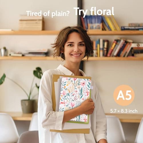 CAGIE Floral Lined Journal for Women – A5 Hardcover Leather Journal Notebook with 320 Pages, 100GSM Paper, College Ruled Notebook, Journaling Notebooks for Writing, Daily Notes - Thumbnail 6