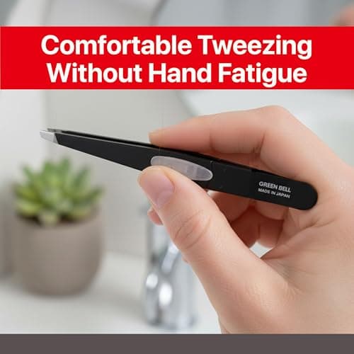 SEKI EDGE SS-518 Amazing Tweezer - Slant Tip with Tension Stopper - Stainless Steel -Black- Crafted with Patented Spring Technology for Precision and Flawless Eyebrow and Hair Removal - Made in Japan - Thumbnail 6