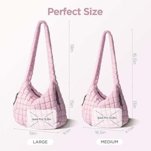 Puffer Tote Bag for Women Large Quilted Tote Bag Quilted Carryall Bag Soft Puffy Crossbody Bag Hobo Handbags Puff Purse - Thumbnail 2