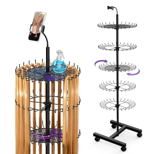 Qxcynb Braiding Rack with 140 Pegs Hair Braid Organizer with Phone Holder Adjustable Standing Braiders Storage for Displaying And Separating Hair (BLACK) - Image 1