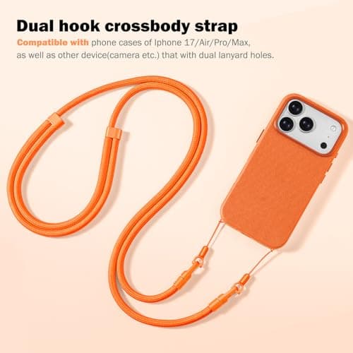 Thickened Crossbody Strap (Without Case) Compatible with Iphone 17/Air/Pro/Max Phone Cases and Other Device with Dual Lanyard Holes, Adjustable Hands-free Shoulder Neck Camera Phone Strap (Dark Red) - Thumbnail 6