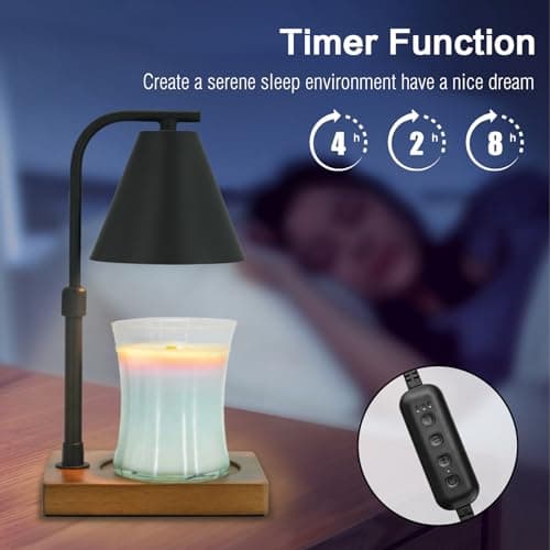 Candle Warmer Lamp with Timer for Women Candle Warmer Height Adjustable, House Warming Gifts New Home Decor, Wax Melt with 2 Bulbs 1-Black - Thumbnail 6