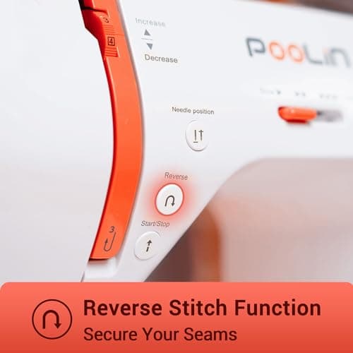 Poolin EOC02 Sewing Machine,Computerized Full Featured Machine Sewing with 200 Stitches,7 Feet,LCD Display,Wide Table,Sewing Machine for Beginners,(EOC2720) - Thumbnail 4