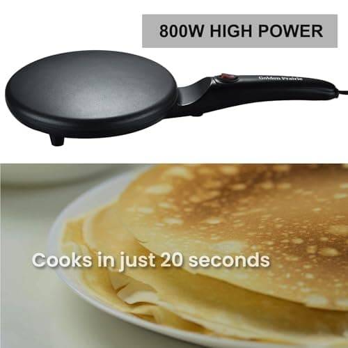 Golden Prairie 8" Electric Crepe Maker, Nonstick Crepe Pan with Long Handle, Auto Temperature Control, Quick Heat-Up 800W, Easy Clean, PFOA & BPA Free with Batter Tray - Thumbnail 6