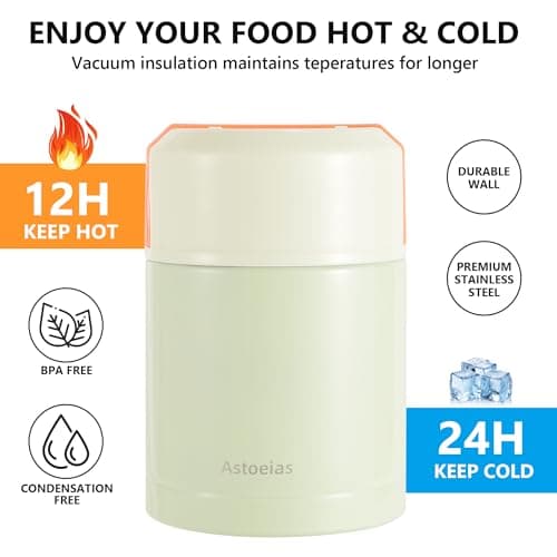 Insulated Thermo Soup Jar for Kids & Adults, 27 oz Stainless Steel Thermal Food Container with Spoon, Triple Layer Insulation (Green) - Thumbnail 4