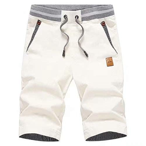 Tansozer Men's Shorts Casual Classic Fit Drawstring Summer Beach Shorts with Elastic Waist and Pockets (White, XX-Large) - Image 1