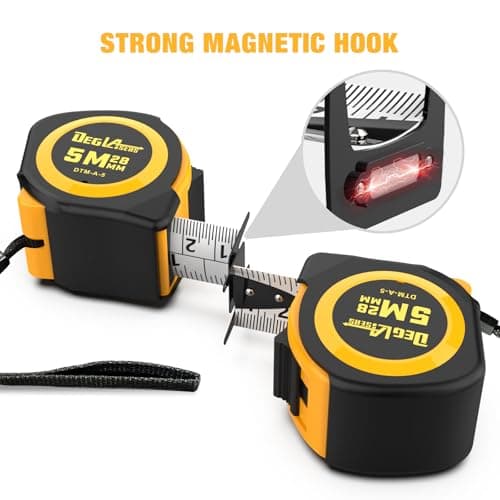 DEGLASERS Magnetic Tape Measure 16FT, Retractable Measuring Tape, Easy to Read Double Sided Measuring Tape, Magnetic Hook and Shock Absorbing Carrying Case for Construction, Carpenter - Thumbnail 4