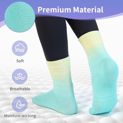 GIAG.IO Cute Pilates Socks, Pilates Socks with Grips 5 Pairs for Women Non-slip Yoga Sock Size 7-9 for Barre Ballet Barefoot Workout (Multicolor) - Thumbnail 4