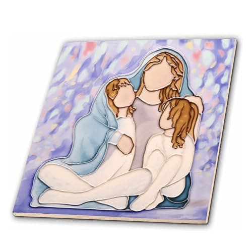 Kunibaka Gift for Daughter from Mom-Handmade 3D Embossed Ceramic Wall Art, Home Decor for Living Room & Tabletop, Birthday & Anniversary Present for New Mother Grandma. (Family) - Image 1
