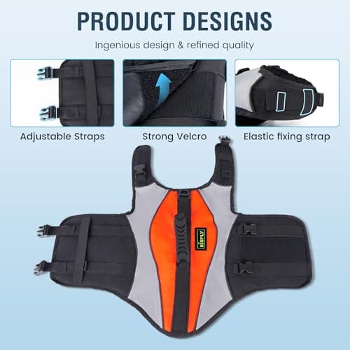 Dog Life Vest for Swimming and Boating - Adjustable Reflective Flotation Jacket, High Buoyancy Life Jacket for Dogs with Rescue Handle, Small Dog Safety Gear for Pool, Beach(S, Orange) - Thumbnail 5