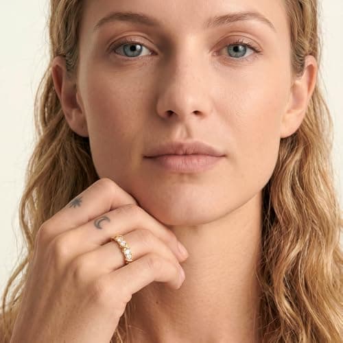 TOPROO Interlocked X Design Ring, 14K Gold Plated 925 Sterling Silver with Cubic Zirconia, Minimalist Stackable Fashion Band for Men Women Daily Wear, US Size 5-9 - Thumbnail 2