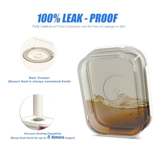 CABIBOX Vacuum Sealer & Food Storage Container for Food, Vacuum Sealer for Food + 3 Glass Vacuum Containers |Rectangle [21 Oz/35 Oz/50 Oz]+ 10 Reusable Food Saver Sealer Bags,For Freezer, Meal Prep - Thumbnail 3