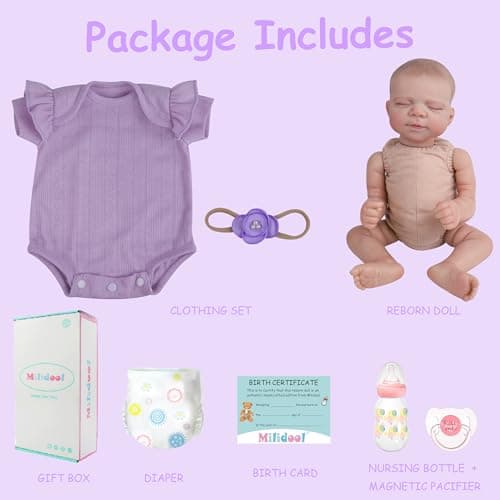 Milidool Realistic Reborn Baby Dolls - 20 Inch Soft Body Lifelike Baby Doll Girl Lovely Bebe Reborn de Silicona Real Life Baby Dolls with Accessories Gift Box for 3+ Years Old Kids Girls Playtime - Thumbnail 6