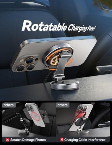 JOYROOM for MagSafe Car Mount Charger with Rotatable Charging Panel, Metal Magnetic Phone Holder, Wireless Charger for iPhone 16/15/14/13/12 - Thumbnail 3