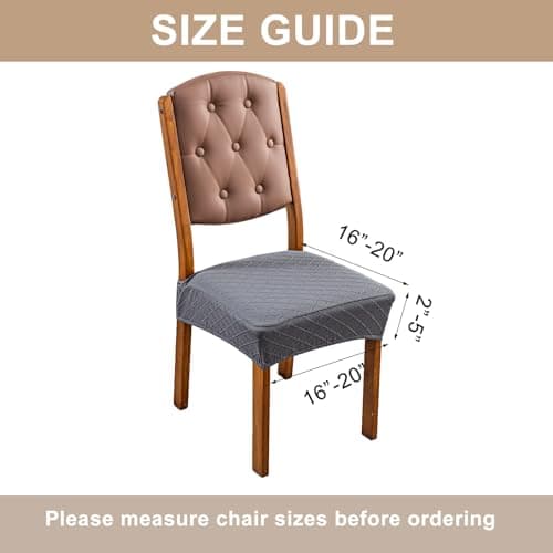 Genina Waterproof Seat Covers for Dining Room Chairs Covers Dining Chair Slipcovers Protector, No Rear Covers (Dark Gray, 4 Pcs) - Thumbnail 3
