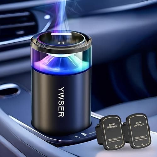 2025 Upgraded Smart Car Air Freshener Diffuser, New Car Smell Air Freshener Long Lasting, Car Scent with 8 Ambient Lights, Car Diffusers for Essential Oil with 2 Refills(Snow Mountain)